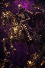 death tarot card: skeletal rider on ornate golden horse – symbolizing transformation, endings, and rebirth