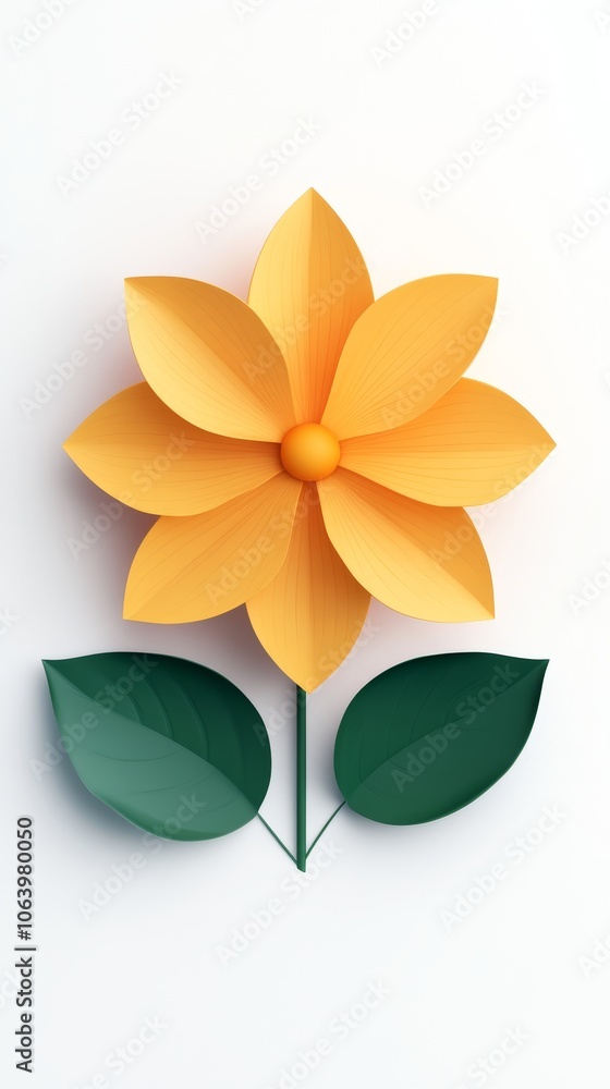 Poster simple mobile game icon of a flower on white background generative ai