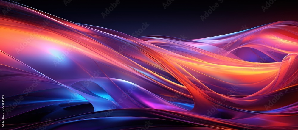Poster abstract waves of vibrant colors creating a dynamic, flowing visual effect.