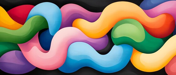 Obraz premium Colorful Swirls and Fractured Shapes on Dark Background