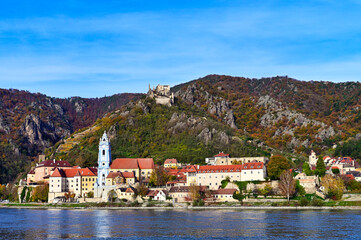 Fototapeta premium Durnstein along the Danube River in Wachau Valley,Austria