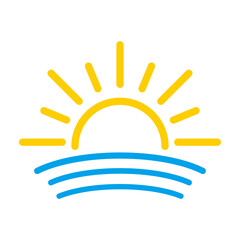 Sunset icon, sunrise icon. Sun, rise symbol. Morning icon.