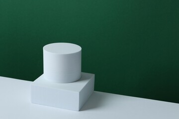 White podium on two tone background