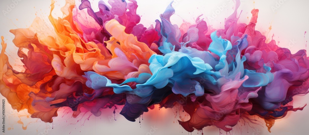Poster a vibrant swirl of colorful abstract shapes and textures creating a dynamic visual effect.