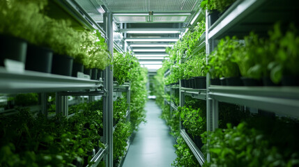 Indoor Vertical Farm: Hydroponic Greens, Modern Agriculture Technology, Sustainable Food Production, Controlled Environment Agriculture, Plant Growth