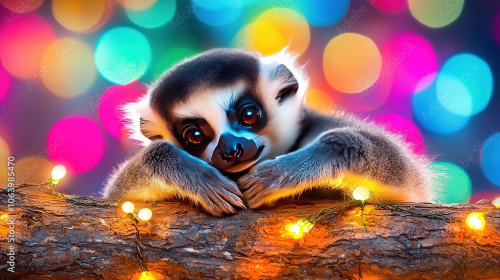 Poster a sharp image of a raccoon on a tree branch with a bright environment and a soft background