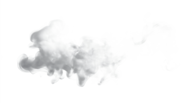 Abstract white smoke design with isolated, transparent, curved shape. Smooth, flowing lines, wave motion, dynamic pattern. Background, copy, paste. Smoke fume, fire element. Smoke motion, wave,