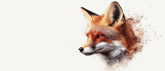 Fototapeta premium A red fox against a white backdrop ..Or if you prefer:..Red fox drawing on white background