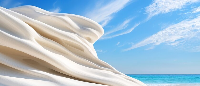  A expansive, pristine white sand dune lies adjacent to the ocean