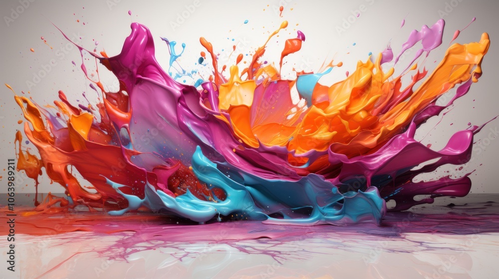 Poster a vibrant splash of colorful paint creating an abstract, dynamic visual effect.