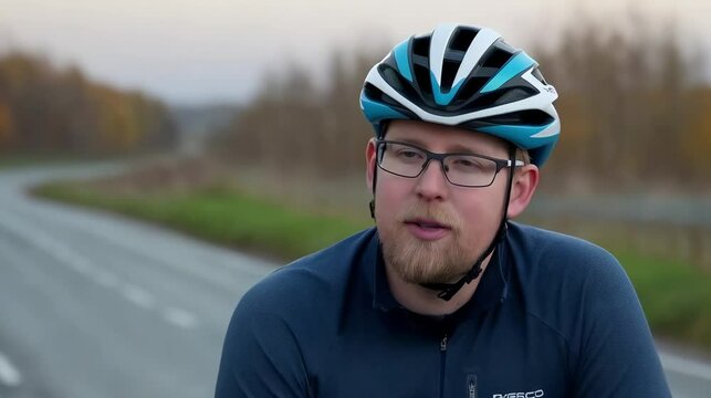 Active Senior Man Cycling Through a Village