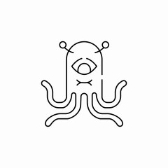 alien octopus icon sign vector