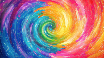 Vibrant Rainbow Spiral Vortex: Abstract Digital Painting
