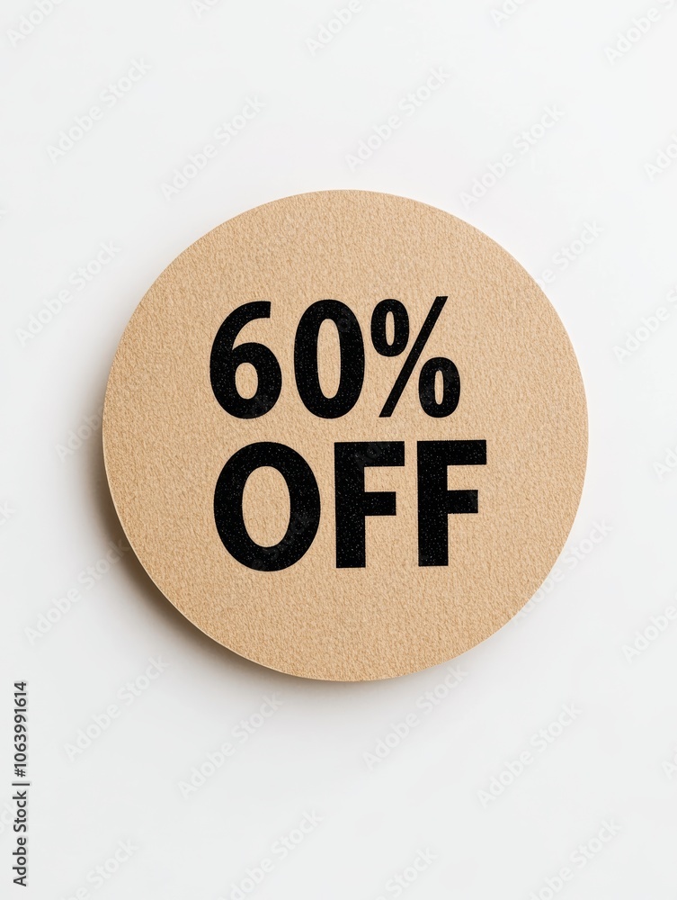 Poster blank khaki round paper note with black text on white background generative ai