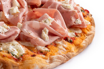 Pinsa romana con mortadella, cibo italiano 