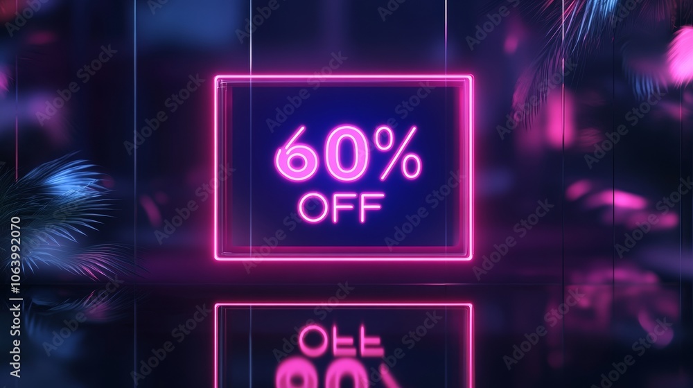 Poster glowing neon light frame with blush text on dark background, abstract art concept generative ai