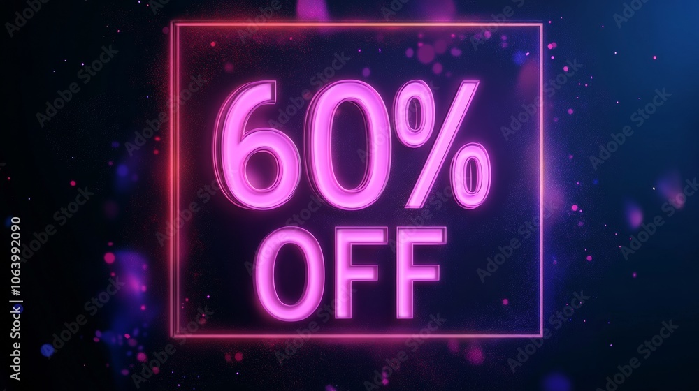 Poster glowing neon light frame floating above dark background generative ai