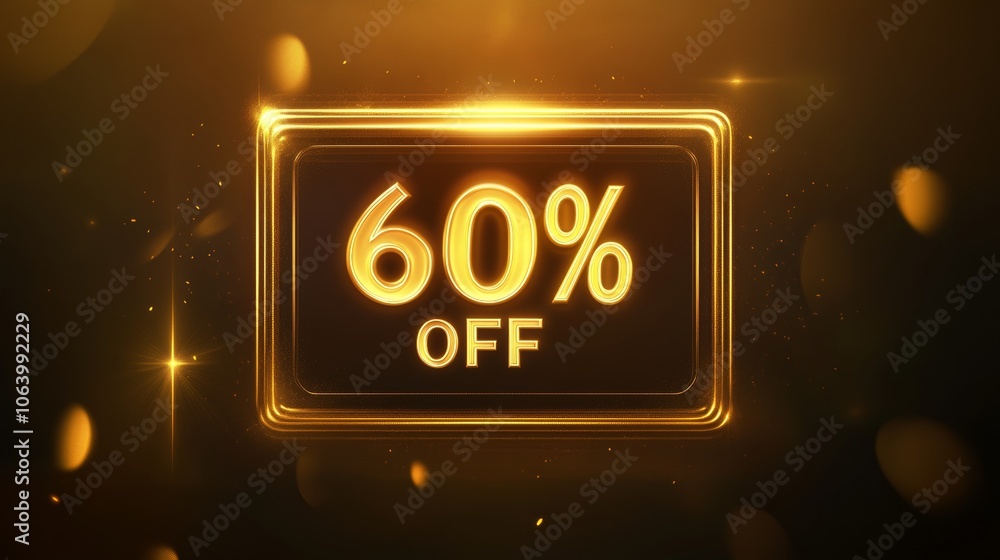 Poster glowing neon frame with dark gold text on dark background generative ai