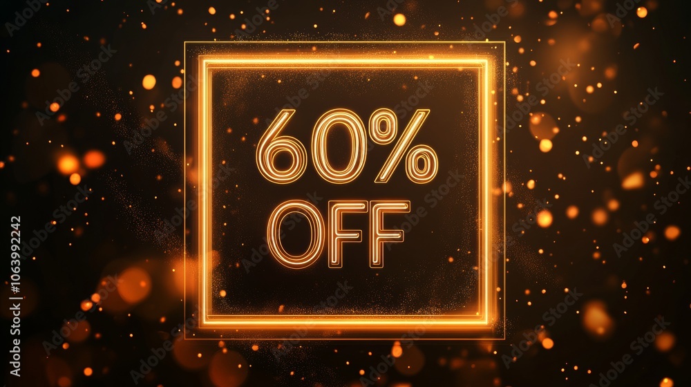 Aufkleber glowing neon frame with dark gold text on dark background generative ai