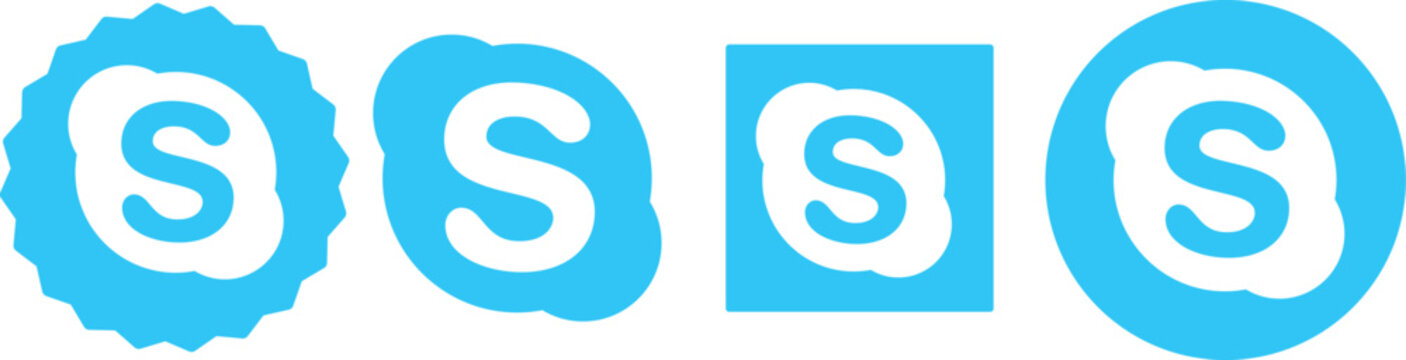 skype logo icon in various different shapes, social media icon logos, popular networking platform logo. editorial vector