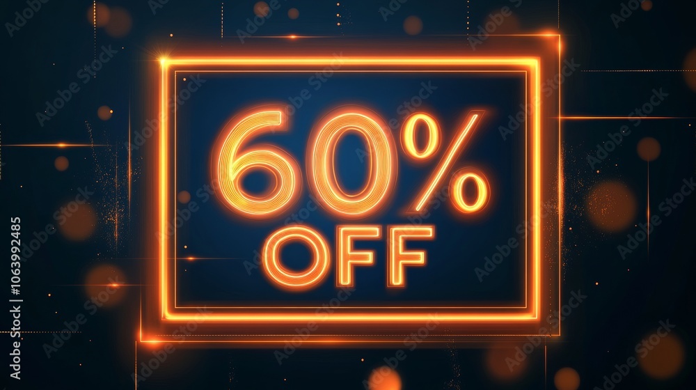 Poster glowing neon light frame on dark background, abstract light effect generative ai