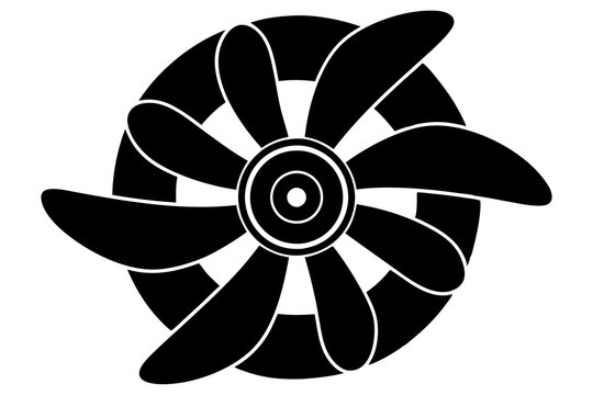 recommend clip art: Fan propeller blades silhouette icon. Rotation of three, four and eight bladed turbines.on white.