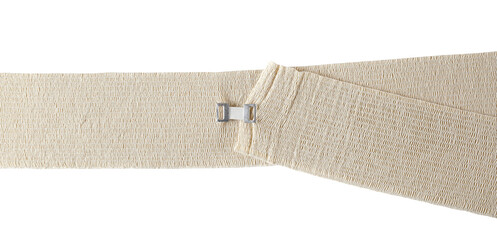 Elastic medical bandage line, first aid isolated on white, clipping