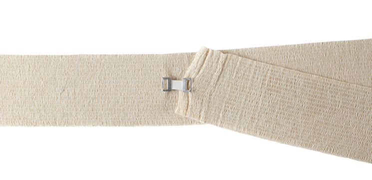 Elastic medical bandage line, first aid isolated on white, clipping