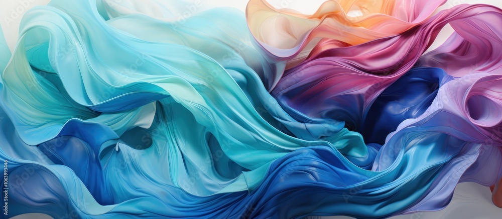 Aufkleber abstract flowing fabric in vibrant colors creating a dynamic visual texture.