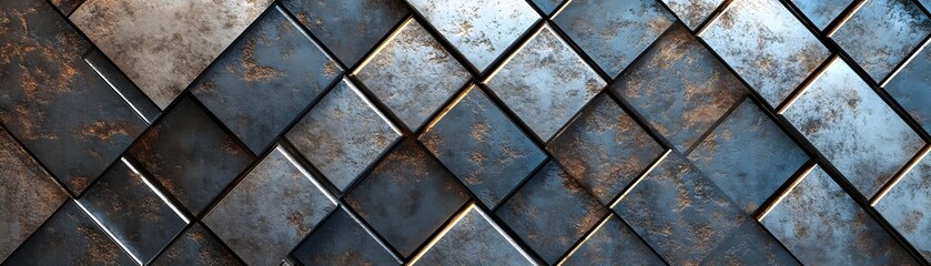 Geometric Pattern of Distressed Metal Squares