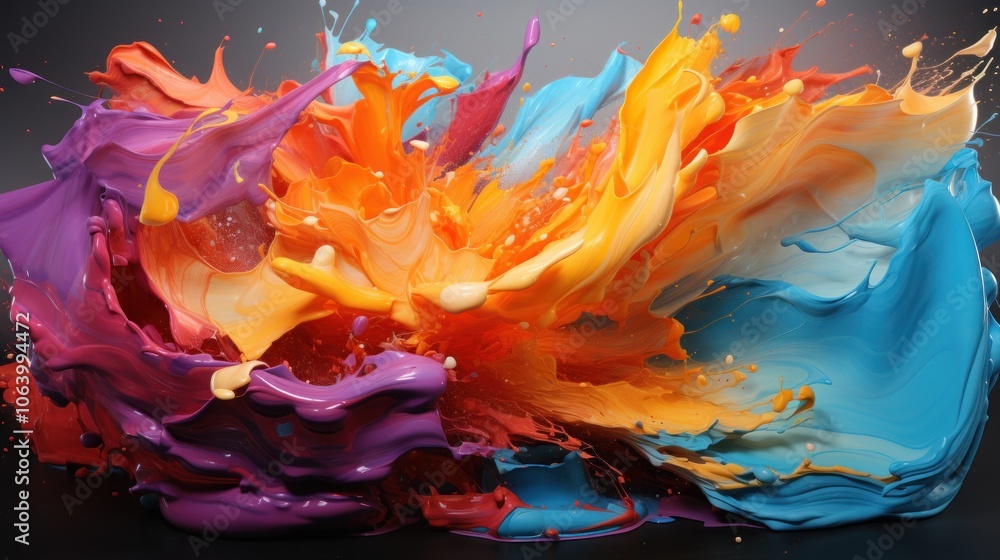 Aufkleber a vibrant explosion of colorful paint splashes creating an energetic visual effect.