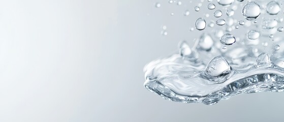 A close up of water droplets falling into the air