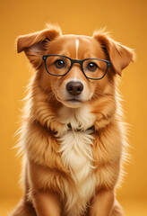 golden retriever puppy wearing sunglasses