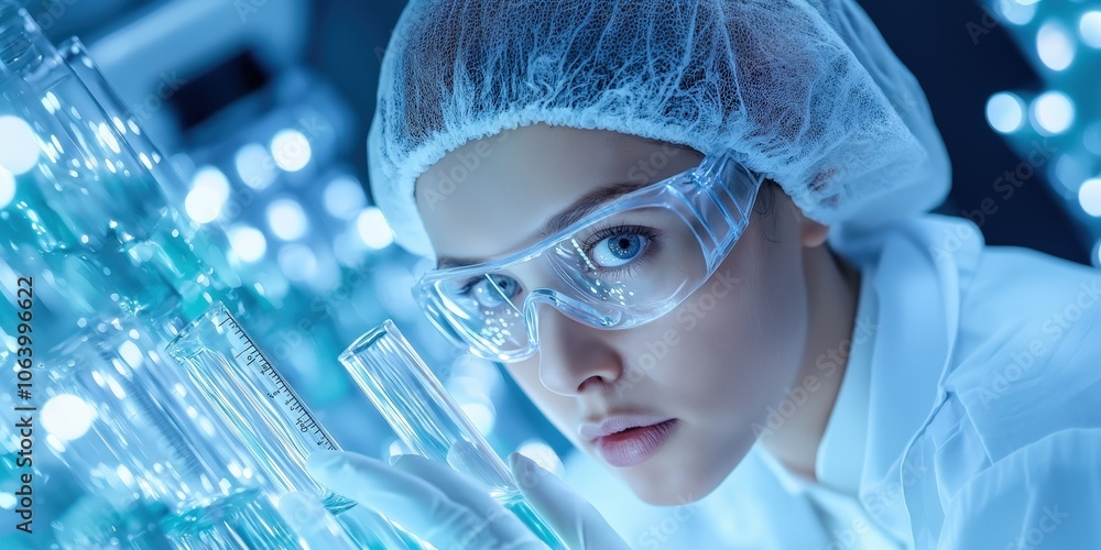 Aufkleber focused scientist analyzing samples in a modern laboratory setting