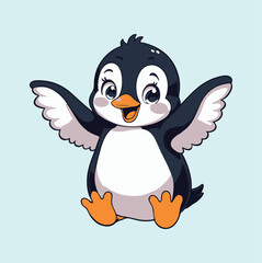 A cute cartoon style penguin clipart illustration