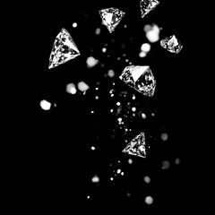 diamond falling on a solid back background