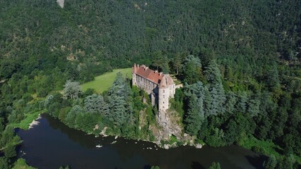Fototapeta premium drone photo Lavoute Polignac castle france europe