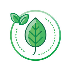 Green leaf icon symbolizing nature and ecology, Eco-friendly leaf icon with circular design, representing nature, ecology, and environmental sustainability in a clean, modern style.