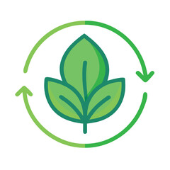 Green leaf icon symbolizing nature and ecology, Eco-friendly leaf icon with circular design, representing nature, ecology, and environmental sustainability in a clean, modern style.