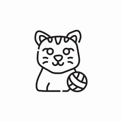 cat knitting ball icon sign vector