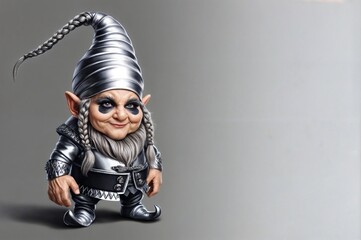Naklejka premium stylish gnome in shimmering fashion on a light gray background perfect for digital illustrations