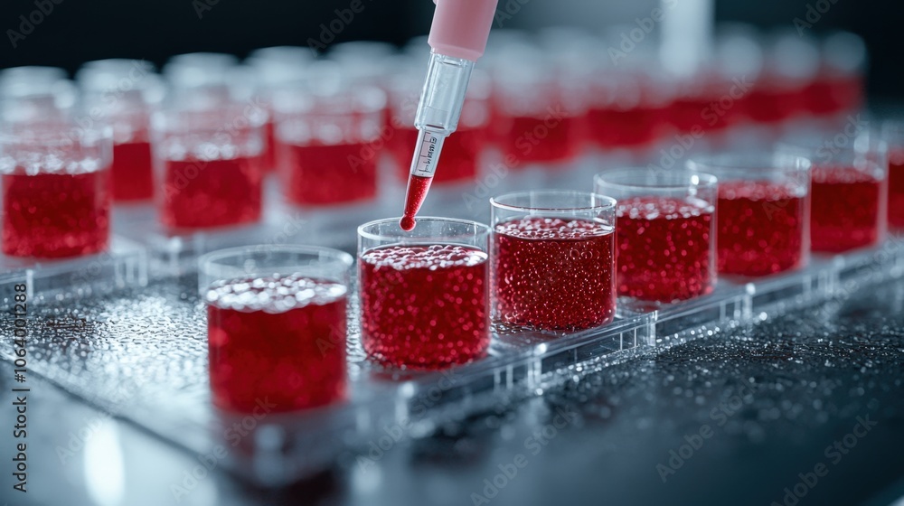 Poster precision liquid handling with laboratory equipment for red sample analysis in research