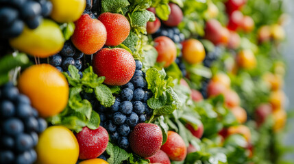 Vibrant Fruit Hydroponic Wall:  Colorful Fresh Produce Background