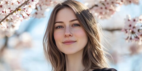 Close-up of Cherry Blossoms Against Blue Sky Generative AI