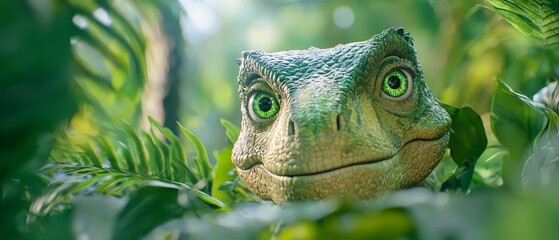 A close up of a lizard with green eyes in the jungle