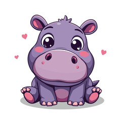 A Cute Hippo Vector Illustration
