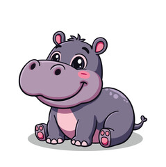 A Cute Hippo Vector Illustration