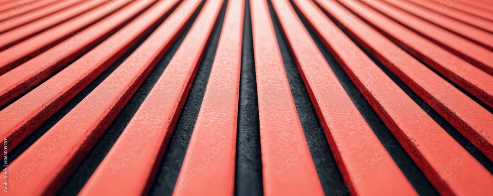 Poster a close-up view of lined red and black textures, showcasing strong geometric patterns and contrastin