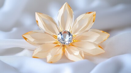 Obraz premium Elegant crystal flower on silky fabric background