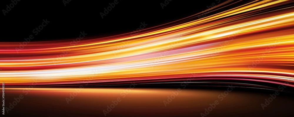 Poster a vibrant display of colorful light trails against a dark background, creating a sense of movement a